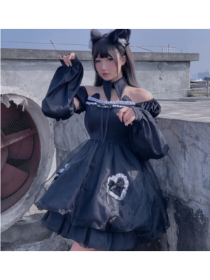 Dark Night Bud Gothic Lolita Dress OP Set by Diamond Honey (DH287)